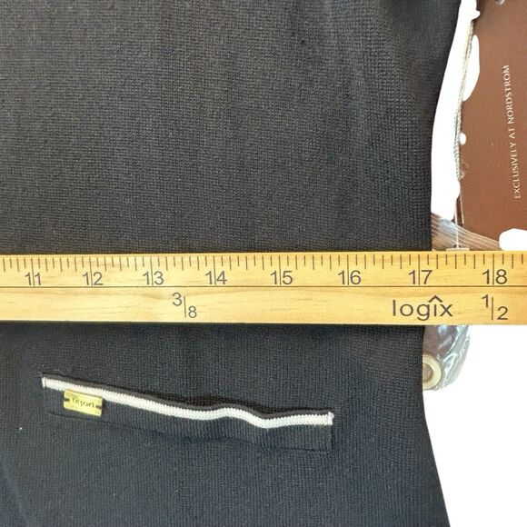 Tesori Sweater Jacket Blazer Cardigan Womens Sz L Black White Trim Button Up NOS - Picture 11 of 16